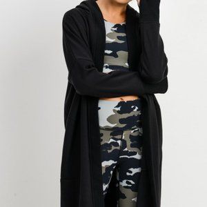 Mono B Tops Maxine Open Front Longline Black Hoodie Cardigan Poshmark